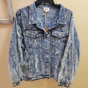 BiBi Denim Acid Wash Button Up Jacket. Size XL
